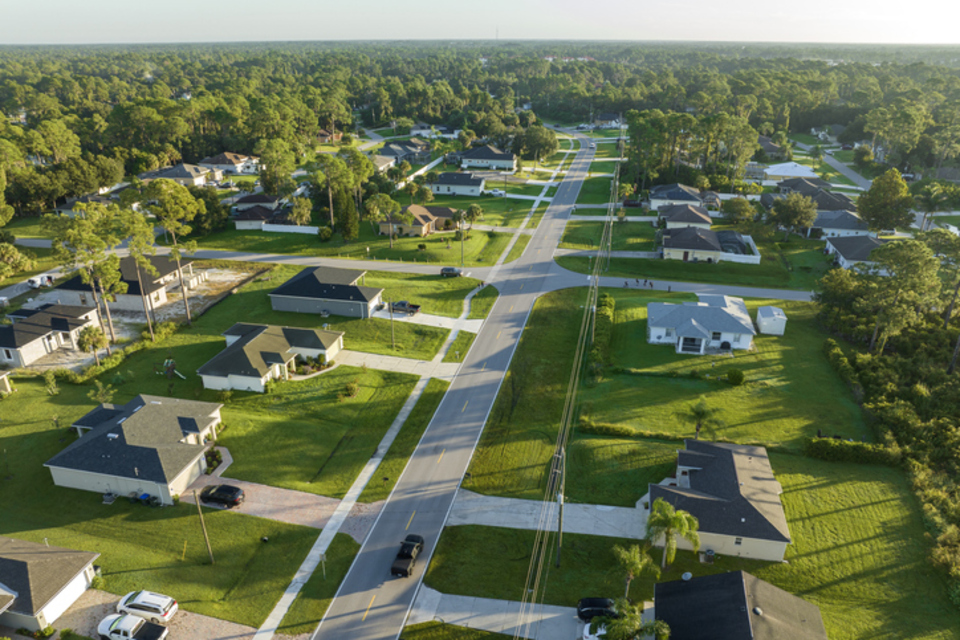 Lehigh Acres neighborhood streets and canals