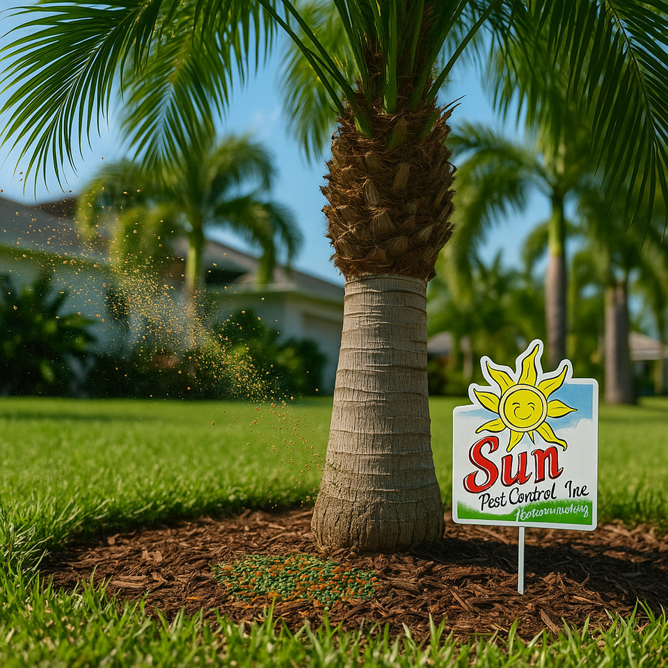 Healthy palm tree in Southwest Florida after fertilization treatment